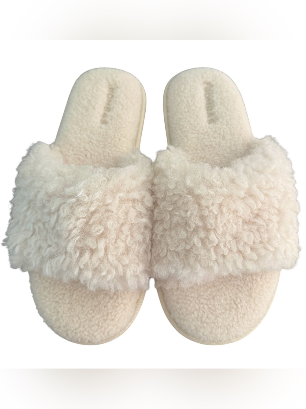 Bombas Plush Sunday Slide Slippers Alpine Cream Women's 8 House Shoes NEW